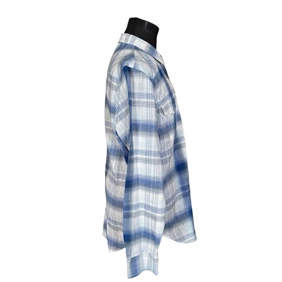 Lucky Brand Classic Fit Blue Plaid Long SLeeve Pearl Snap Button Front Shirt XL - Picture 6 of 7